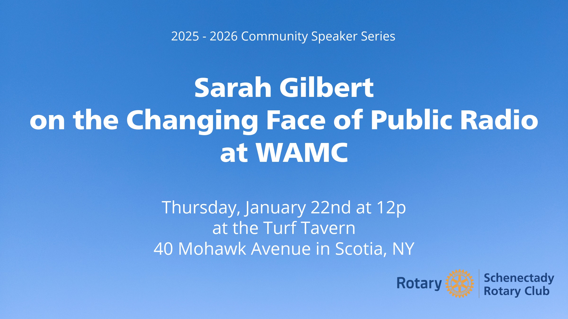 January 22nd Rotary Club Speaker