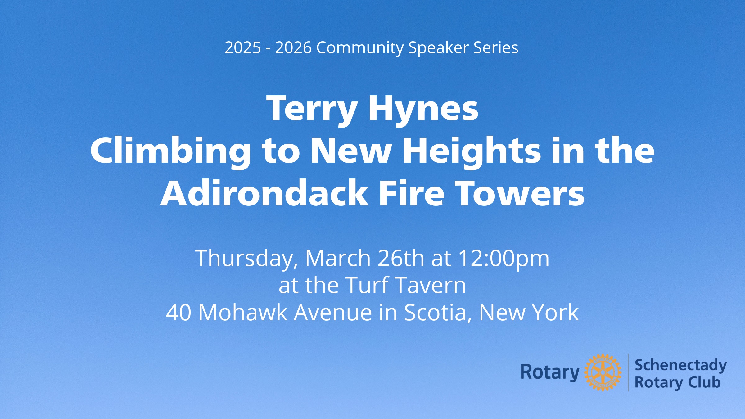 March 26th Rotary Club Speaker