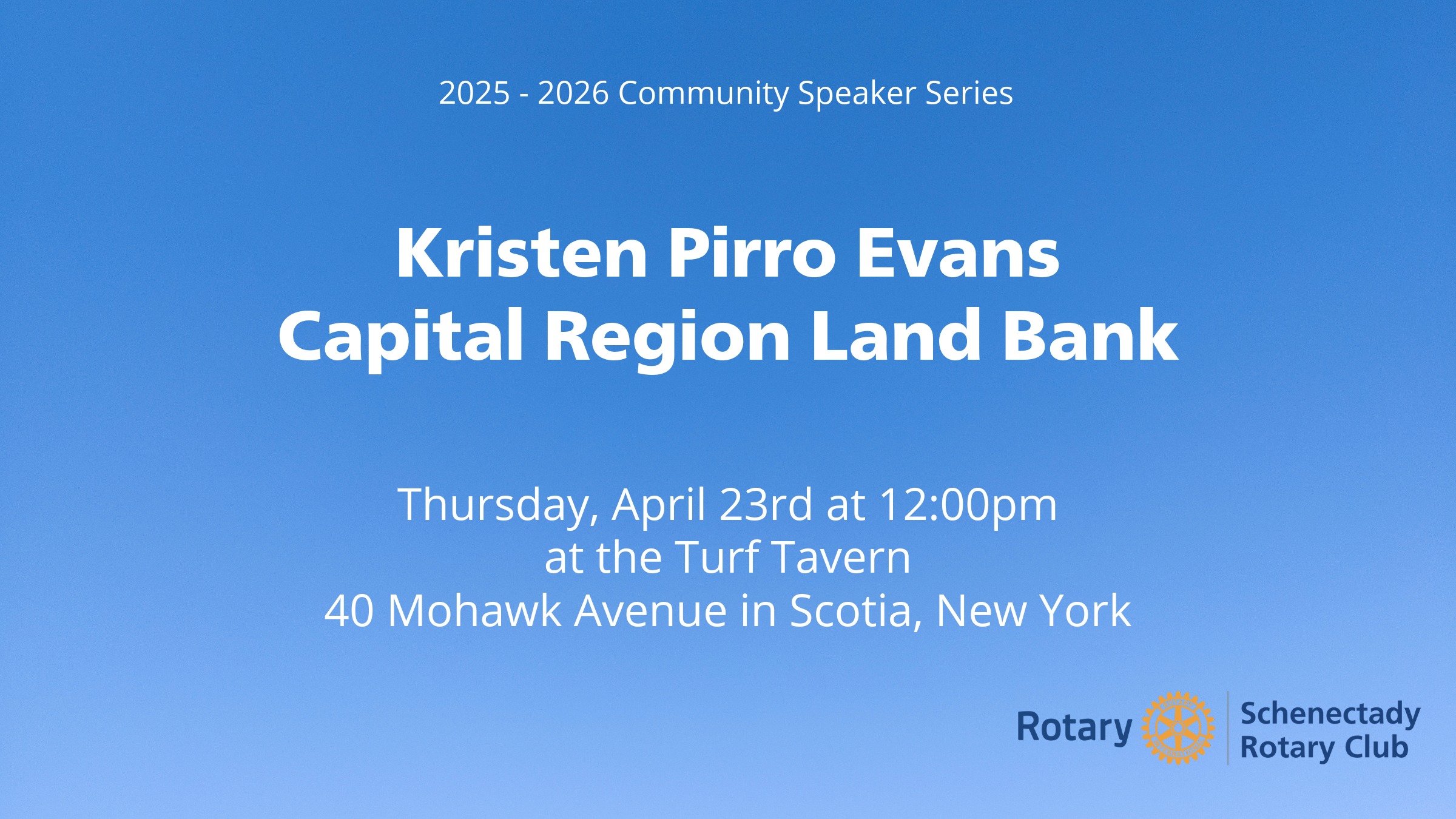 April 23rd Rotary Club Speaker
